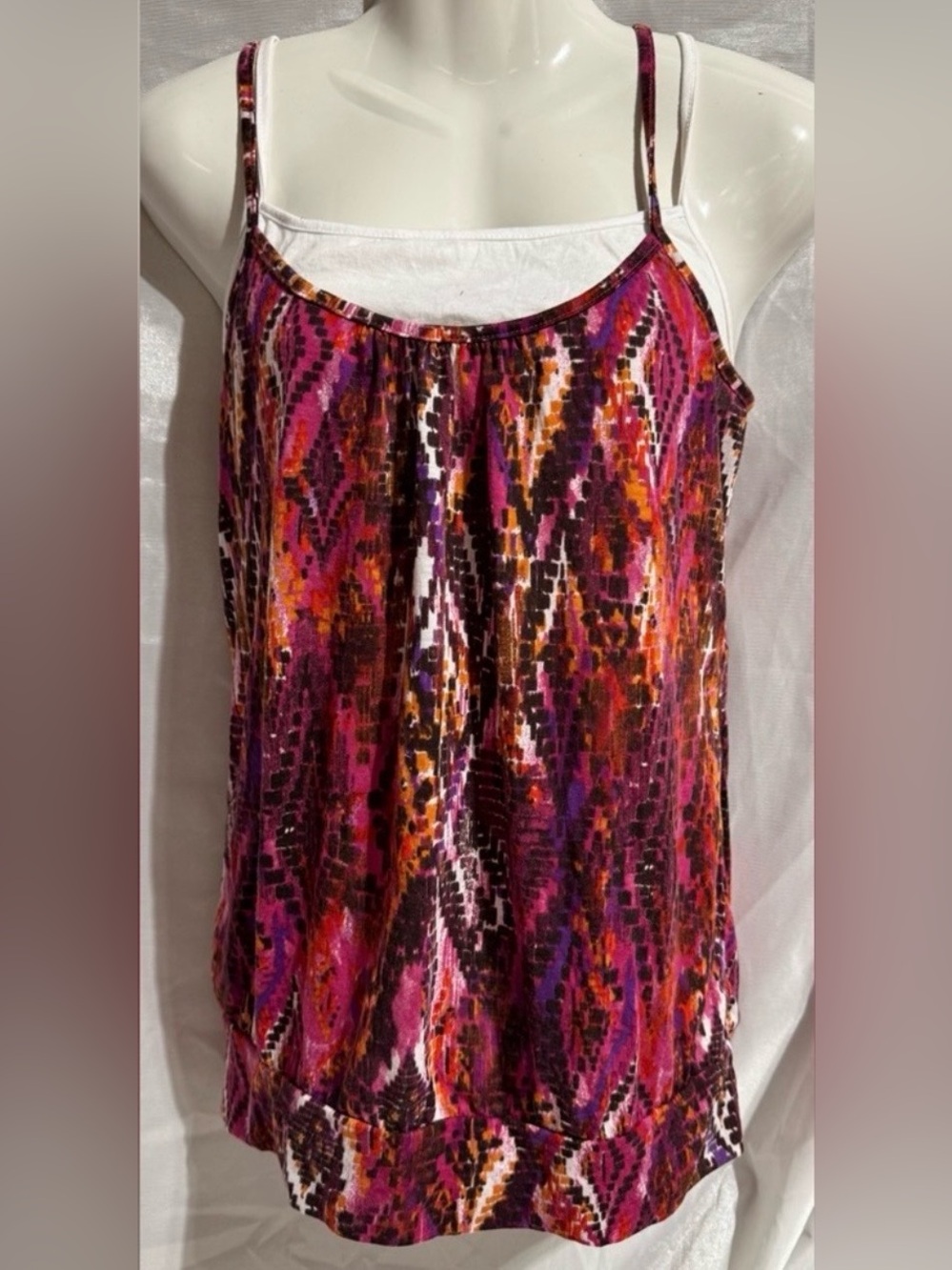 Weavers Pink Orange Multi-Color Ring-Back Camisole Juniors Sz Large/Medium